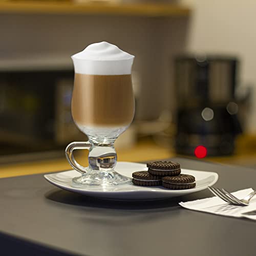 Jairestone Irish Coffee Handled Mug, Clear Tall Glass Cups For Hot Beverages, High Base Glass Latte Cups, Set Of 2 #TOP3