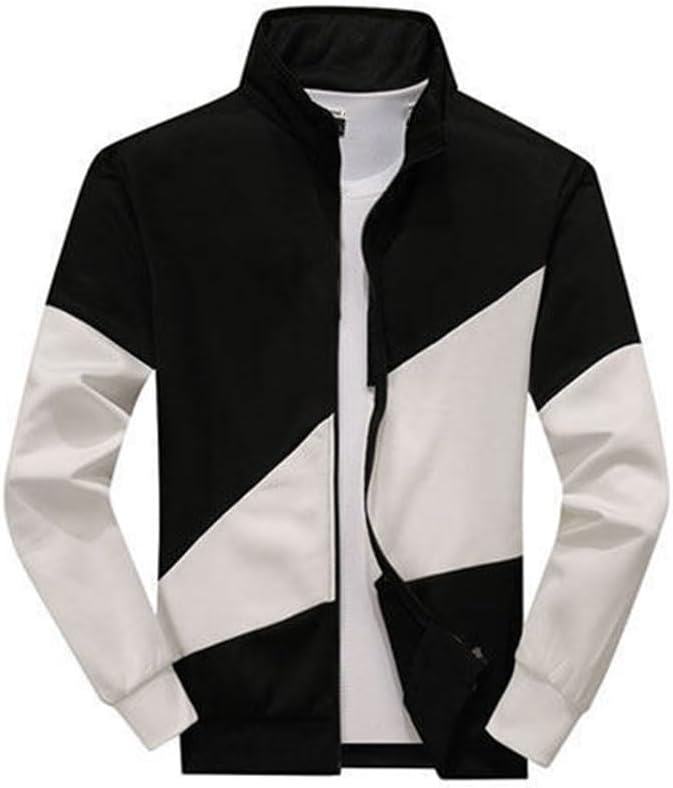 Splicing Stand-up Collar Sweatshirt Suit Casual Sports Cardigan Two-piece
