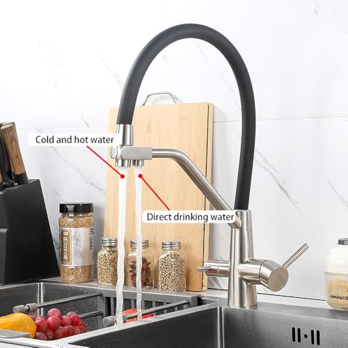 Robinet de cuisine filtrant mélangeur premium à finition brossée et double commande - 3