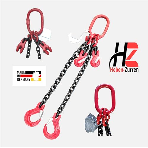 2-Strang 6mm Kettengehänge Anschlagkette Krankette EN 818-4 schwarz GK8 hochfest und geprüft Tragfähigkeit:1,6t Beschlagteile nach EN 1677-2 (1m ohne Verkürzungseinheit)