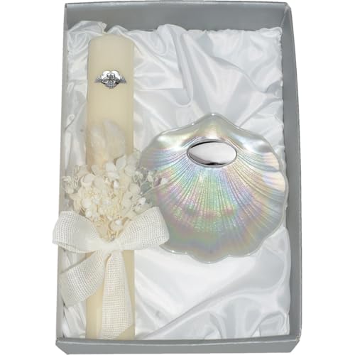 Coffret bougie et coquillage baptême 09714 (gravure incluse)