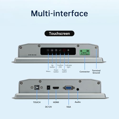 Image of 8-Inch Industrial Touch Screen Monitor, Ratio 4:3 Embedded PCAP Touchscreen Monitors | 10-Point Touch | No Drive, Plug and Play | IP65 Front | HD-MI VGA USB Port