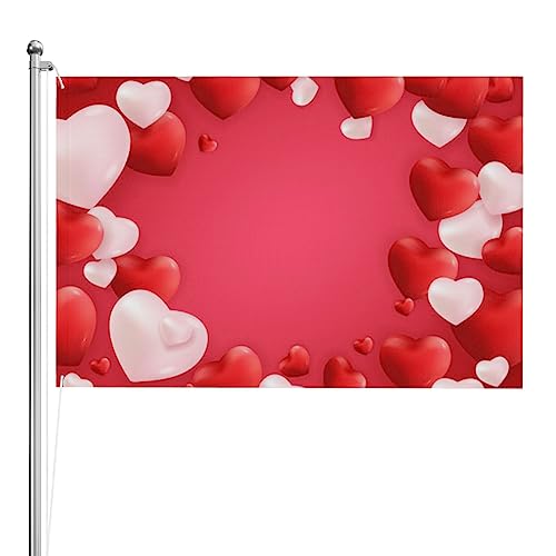 Drapeau avec cœurs rouges résistant aux intempéries pour remplacer les décors fragiles