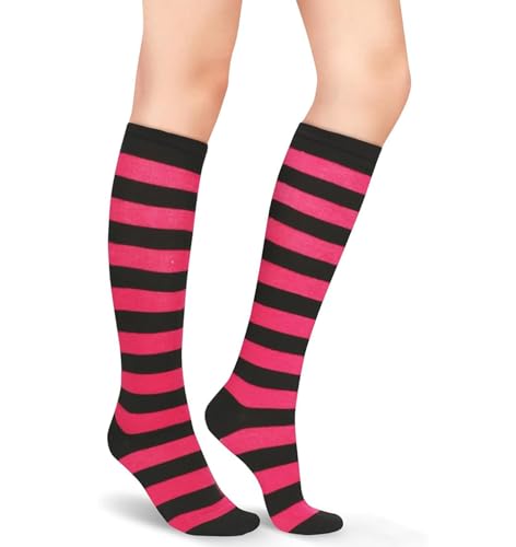 Image of Striped Knee High Socks for Women Outdoor Sport Athletic Stripe Casual Tube Socks