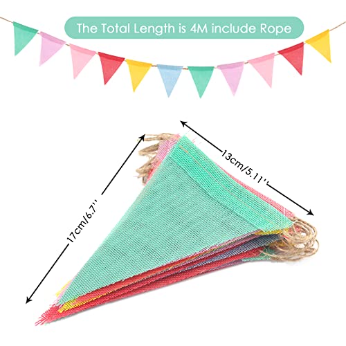 G2PLUS 60PCS Waterproof Burlap Bunting Banner, 20M Pastel Outdoor Indoor Decor Garlands - Image 2