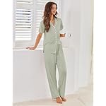 Ekouaer Pajamas for Women Set Button Up Sleepwear Cute Pjs Ruffle Sleeve Notch Collar Loungewear with Long Pants S-XXL - Image 5