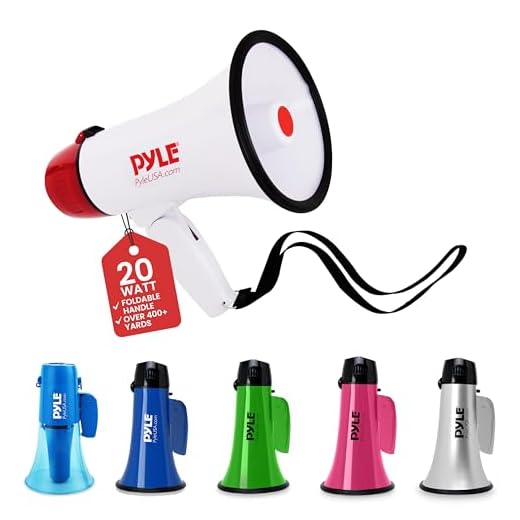 Pyle Megaphone Speaker PA Bullhorn - Built-in Siren - 20 Watt Adjustable Volume Control & 800 Yard Range - Ideal for Football, Soccer, Baseball, Cheerleading Fans, Coaches & Safety Drills - PMP20