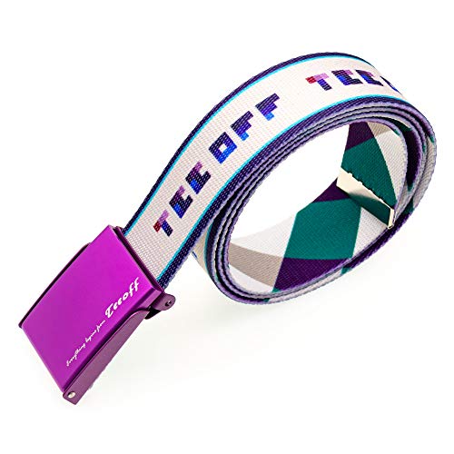 Teeoff Printed Webbing Belt Reversible Metal Buckle (Purple, 47.2") #TOP4