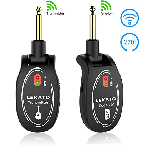 LEKATO 2.4GHZ Wireless Guitar System Digital Guitar Transmitter Receiver Built-in Rechargeable Lithium Battery