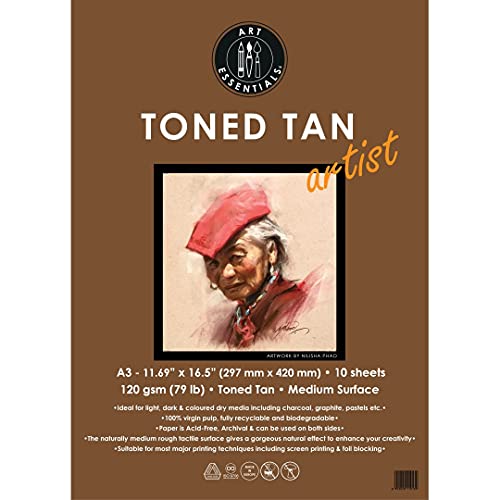 ART ESSENTIALS Toned Sketch Artist A3 Warm Tan Medium Surface 120 Gsm, 10 Sheets Pack, Acid Free Paper For Sketching, Drawing With Graphite, Charcoal, Pastel, Light & Dark Media, Acrylic (B09DT9TXKH) Amazon Price History, Amazon Price Tracker
