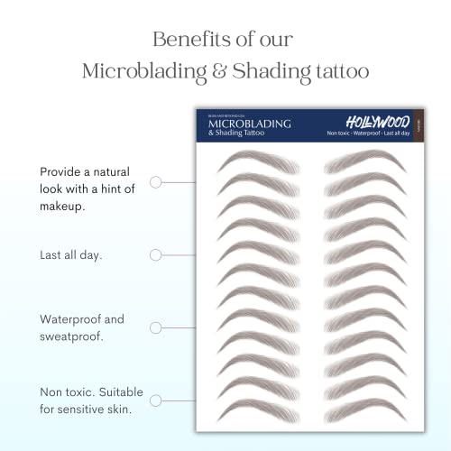 Bliss And Beyond Usa | Waterproof Eyebrow Tattoo Stickers. A Real Hair Stroke Look. Hair Replacement Without Surgery. Solution For Hair Loss. Bushy Tinted Eyebrow Tattoos. (Dramatic Hollywood, Brown) #TOP4