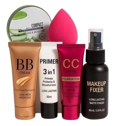 Makeup Starter Kit for Women with BB Cream, CC Cream Foundation SPF 30, 3 in 1 Primer, Makeup Fixer Spray, Compact Powder & Beauty Blender Sponge | Complete Face Makeup Combo for Daily Wear, Party & Bridal-image-20