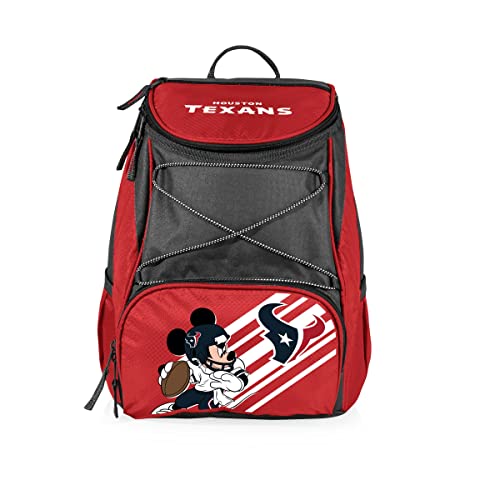 NFL Mickey Houston Texans PTX Backpack Cooler - Soft Cooler Backpack - Insulated Lunch Bag, (Red with Gray Accents)