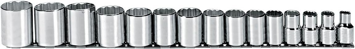 Socket Set, SAE, 1/2 in. Dr, 15 pc