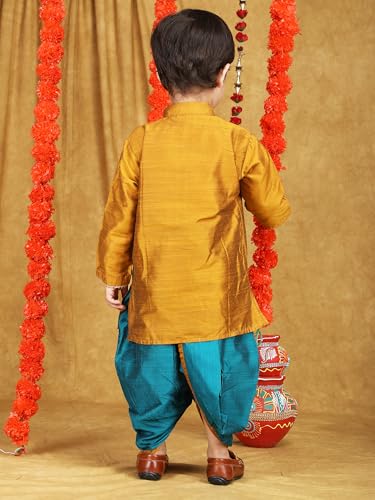 Image of POLKA TOTS Pure Cotton Traditional Dhoti Kurta Set for Baby Boys, Toddlers & Kids | Soft and Breathable Cotton Ethnic Dress for Festivals and Weddings | Traditional Elegant Indian Festive Clothing