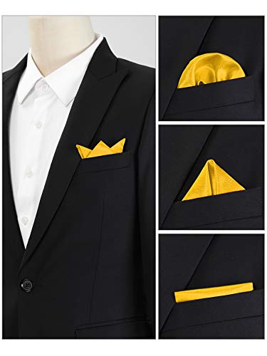Allegra K Men's Pocket Squares Handkerchiefs Solid Color For Wedding Party One Size Yellow #TOP3