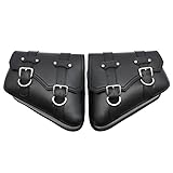 Negyy Moto Custom de Cuero PU, Alforjas Moto con Tachas Cromadas, Alforjas para Impermeables (Par para Ambos Lados)