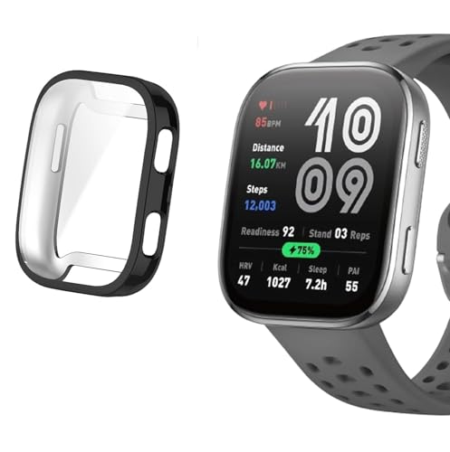 Image of M.G.R.J Soft TPU Front Protection Case Cover for Amazfit Bip 6 Smart Watch (Flexible|Silicone) (Black)