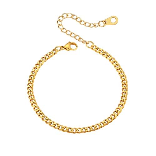 U7 Link Bracelets for Men, Cuban Link/Rope/Watch Band Solid Bracelet, Silver Black Gold Color Wrist Bracelet 3/6/9/12/15mm Width, 6.5/7.5/8.3 Inch Len