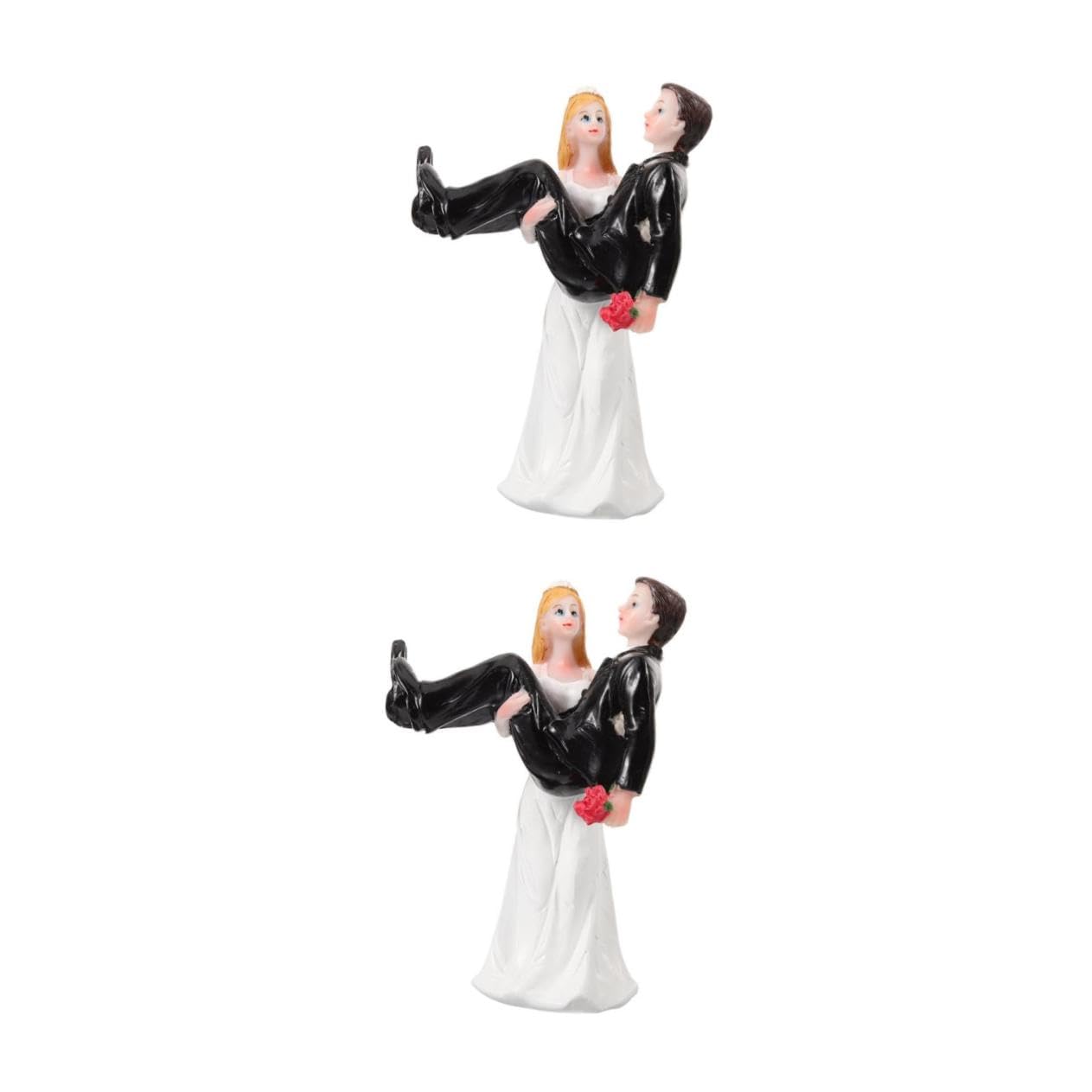 2stücke Braut Und Bräutigam Resin Statue Hochzeitsfigur Für Kuchen-Dekoration Romantisches Hochzeitsgeschenk Witziger Tortenaufsatz Schwarz-weiße Hochzeitspaar-Figurine