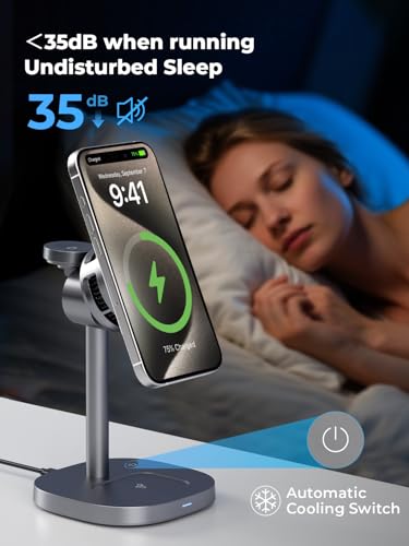 havit Qi2 3 in 1 Wireless Charging Station, 15W Magnetic Charger with Cooling Fan for iPho - image 6