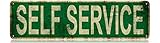 Self Service Slim Tin Sign Street Funny Metal Sign Wall Decor for Bedroom Farm Home Bar Garage Man Cave Wall Art Gift 4" by 16"