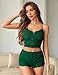 Avidlove Cami Short Set for Women Sexy 2 Piece PJ Sets Ribbed Lingerie Sleepwear Set Cute Nightwear with Bow Green L