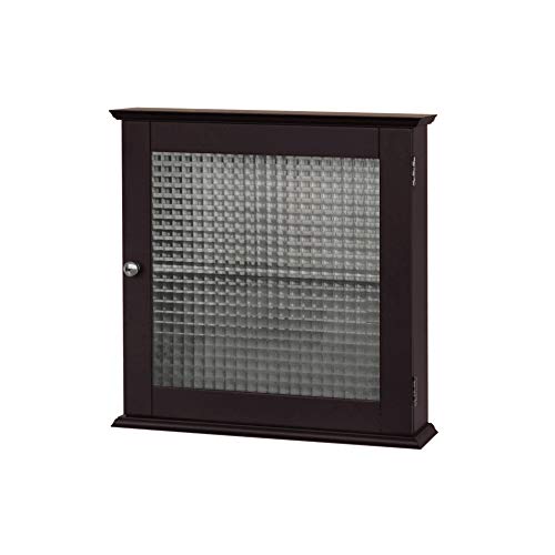 Elegant Home Fashions Chesterfield Wall Mounted Medicine Cabinet Bathroom Home Storage Space Saver with 1 Glass Door and 1 Adjustable Shelf, Espresso, One Size - Thumbnail 6