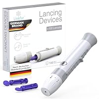 Linkfar Lanzetten 30G 100 Stück + Stechhilfe Set – Sterile Einweg Blutlanzetten für Blutzuckermessgerät & Diabetes Test