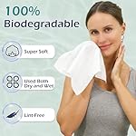 Disposable Face Towel, 100% Cotton, Extra Large 12" x 10", Soft Dry Wipe Face Wash, Makeup Remover, Biodegradable Towelette for Sensitive Skin 80 Count (1 Pack) - Image 2