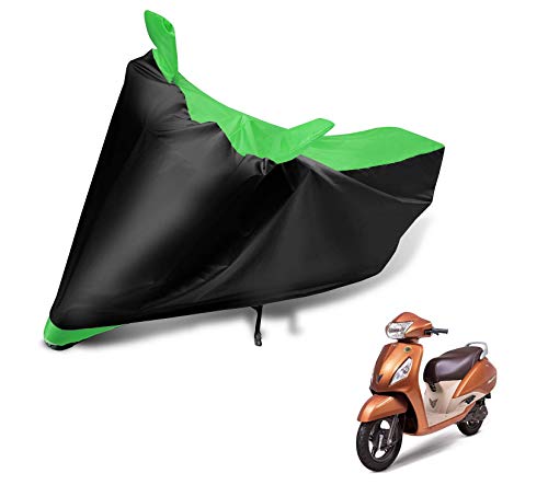 Image of Auto Hub Bike Cover Compatible with TVS Jupiter with Mirror Pocket, Dustproof, Heat Resistant, Triple Stitched, Jupiter Bike Cover- Black, Green