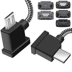 30cm Micro auf USB C Fernsteuergerät Kabel, Controller Datenkabel Drohne zu IPhone 17/16/15/17e/16e, DJI Mavic Mini, SE,Mavic 2 Pro/Zoom,Mavic Air,Mavic Pro,Spark Drohne zu Tablet 90-Grad-OTG- Zubehör