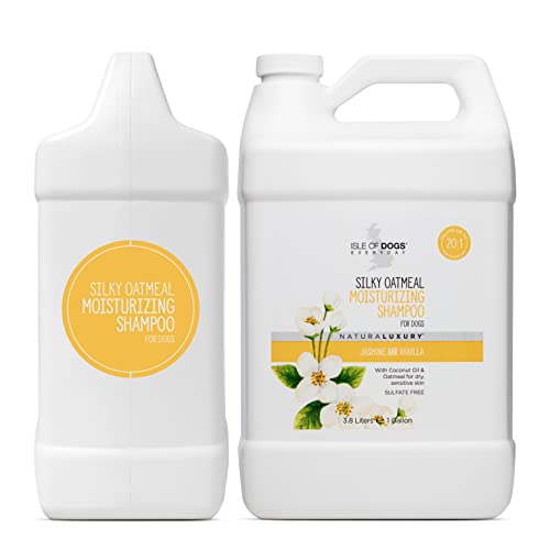 Isle Of Dogs - Everyday Natural Luxury Silky Oatmeal Shampoo - Jasmine + Vanilla - Sulfate & Paraben Free Formula - Dog Shampoo With Oatmeal & Jojoba Oil For A Silky Coat - Made In The Usa - 1 Gallon, (821-Gal) #TOP2