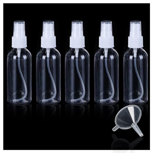 Fine Mist Spray Bottles 5 Pack 100ML Clear Refillable Plastic Travel Spray Bottles