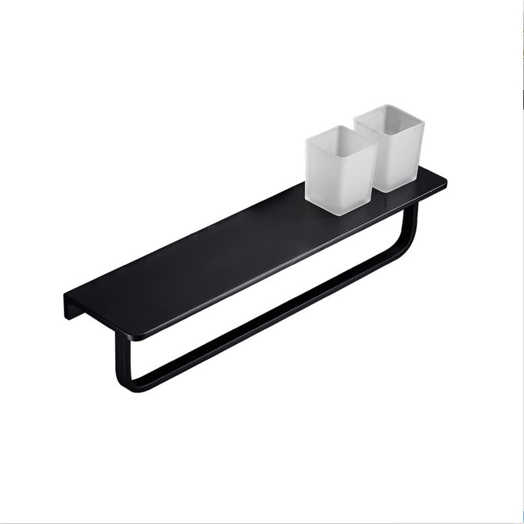 Étagère de rangement de salle de bain en aluminium noir XMING étagère murale sans trous