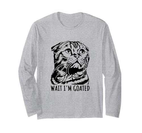 Wait I'm Goated Silly Cat Meme Hombres y Mujeres Manga Larga