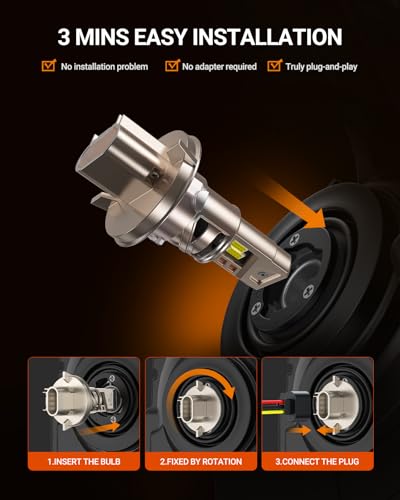 Image of SEALIGHT H13 /9008 Bulbs, 52,000LM 1000% Bright S6 Pro H13 Bulb with 2025 4th-Core LED Chips, Ultra 80,000hrs+ Lifespan 9008 Drving Light, 6500K White 1:1 Design Size Plug and Play Fog Light, Pack of 2