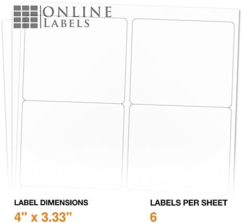 4 x 3.33 Rectangle Shipping Labels - Permanent, White Matte - Wine, Pallet Labels - 6-Up - Pack of 1,500 Labels, 250 Sheets - Inkjet/Laser Printers - ...