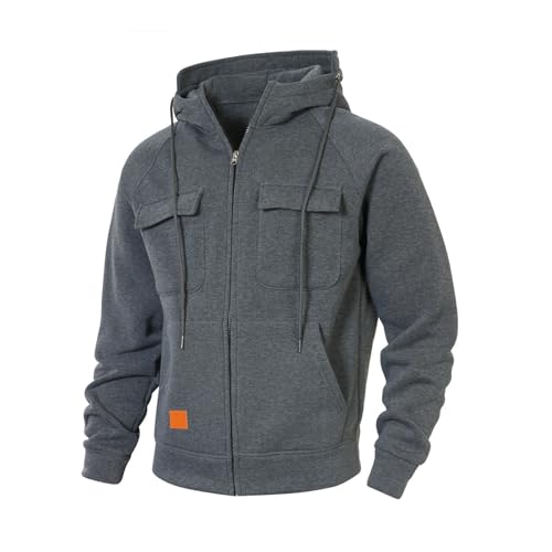 Hoodies for Men Fleece Full Zip Up Cardigan Sweatshirt with Pockets Winter Casual Loose Warm Hoodie Jacket3