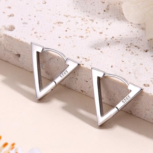 Milacolato 925 Sterling Silver Small Hoop Earrings for Women 18K Gold Plated Geometric Huggie Hoop Earrings Hypoallergenic Triangle Rectangle Heart Star Oval Hoop Earrings for Women4