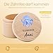 Bärenfreunde - Milchzahndose personalisiert aus Holz mit kinderfreundlichem UV-Druck - Zahndose Milchzähne als Erinnerung an die ersten Zähnchen (Tintenfisch blau)