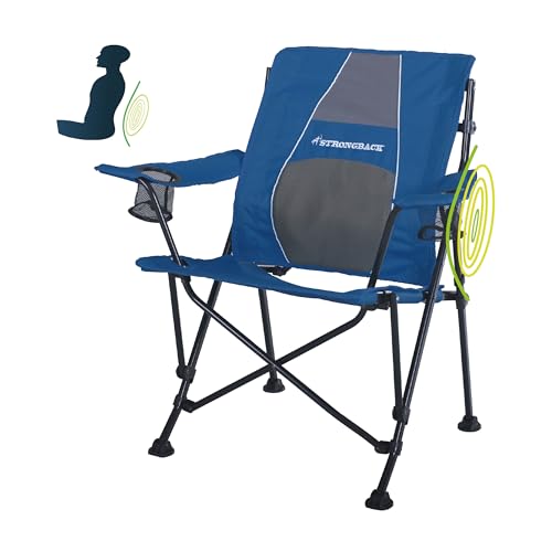 STRONGBACK Camping Chair Guru Heavy Duty Camping Chairs with Lumbar Support, Backpack Folding Camp Chair, Navy