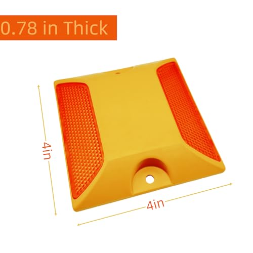 Kanlpeia 10 Pack Road Reflectors Reflective Lane Markers 4 by 4 inch Street Pavement & Asphalt Stud Markers for Speed Bumps Sidewalks Pedestrian Crossings Freeways and Driveways