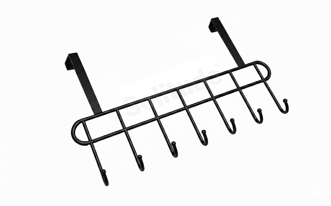 Over-The-Door Hook Rack – Premium Heavy-Duty Matte Black Steel Organizer – 6 Multi-Functional Double Hooks for Coats, Bags, and Robes – Damage-Free Instant Storage Solution-image-22