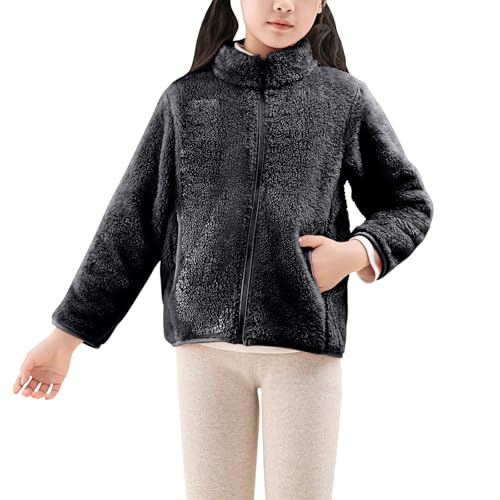 Chaqueta de felpa para niños con cuello alto, monocolor, manga larga, chaqueta de forro polar, cómoda y suave, protección contra el pelo, abrigo de invierno ligero, elegante chaqueta para exteriores