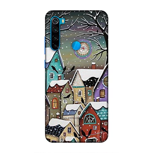 Image of Printed Mobile Back Hard Case Cover for Xiaomi Redmi Note 8 | Snowfall, Houses, Animated, Home Sweet Home -2186