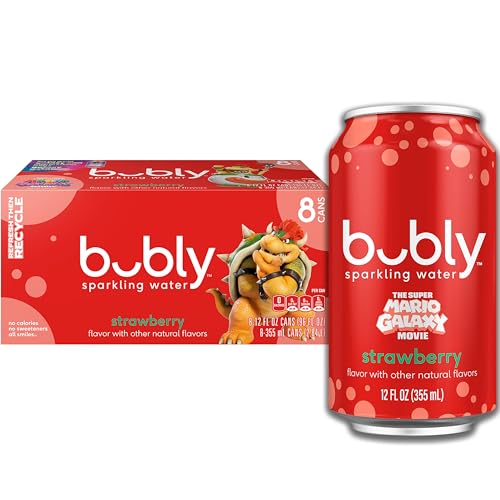 bubly Sparkling Water, Strawberry, 12 Fl Oz Cans (Pack of 8)