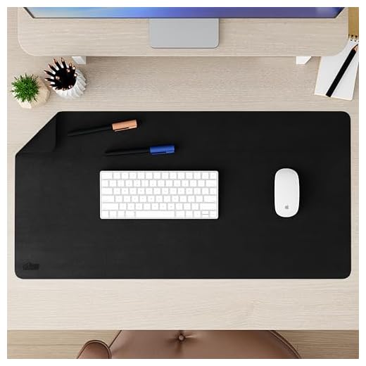 Gorilla Grip Desk Pad, Non Slip and Heat Resistant Mouse Pads, PU Leather Mat, Dual Sided Blotter, Desktop Protector Covers for Home Office Keyboard Laptop Computer and Writing, Large, Black