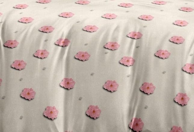 Image of DECOR2ADMIRE 300TC Glace Cotton Printed Super King Size Double Bedsheet with Two Pillow Covers, 108 x 108 Inches or 9 Feet x 9 Feet - (Pink Blossom Whisper)