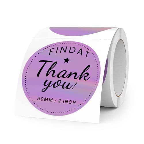 FINDAT Étiquette Thermique Holographique 50 mm Vinyle Imperméable Ronde Laser Autocollant Violet...